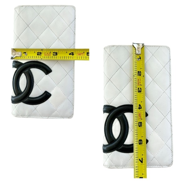 Authentic CHANEL White Quilted Leather & Black CC Cambon Large Wallet with Box - Picture 15 of 16